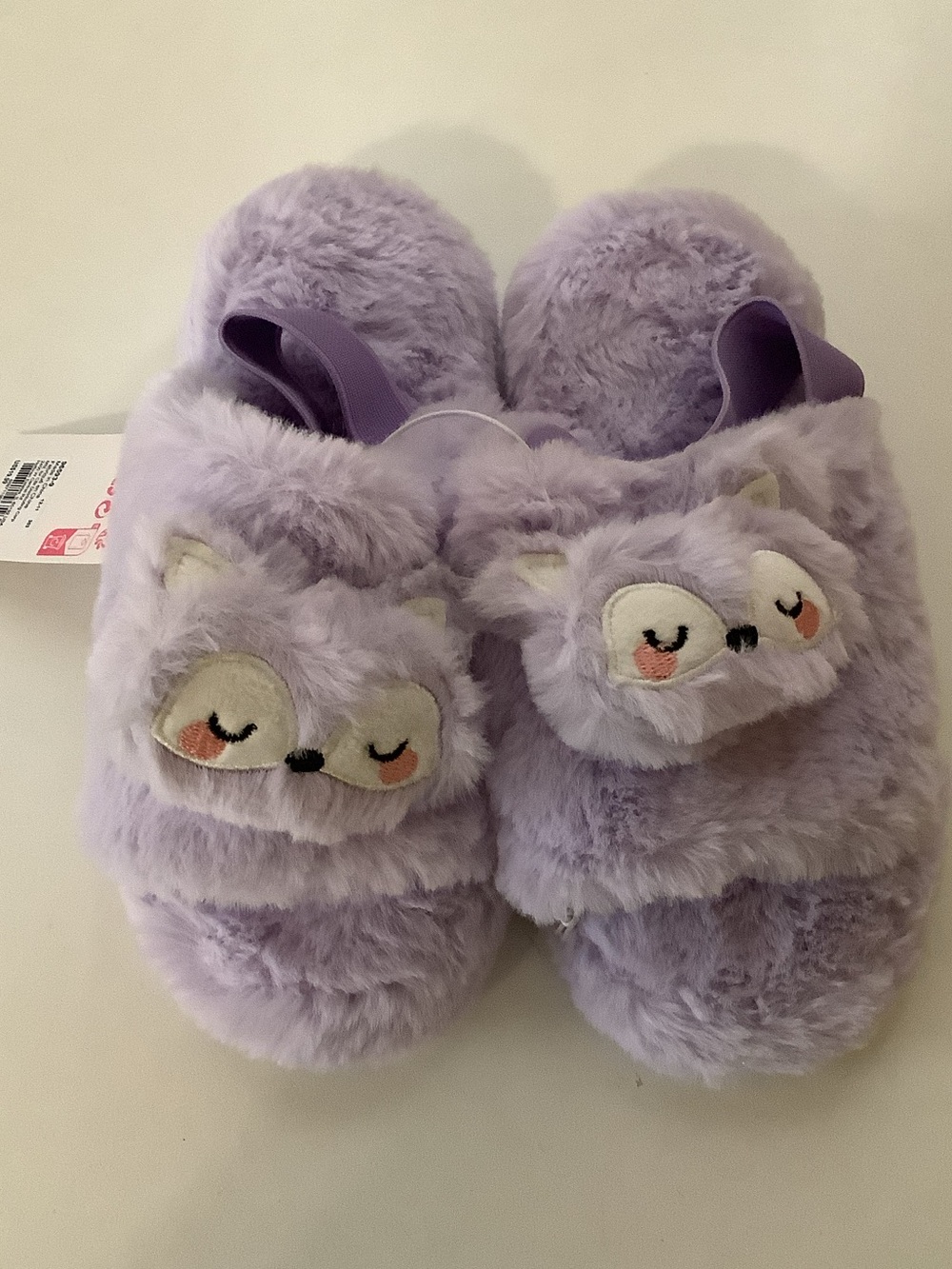Claire’s Girls Size Large Lavender Plush Animal Slippers. New With Tags
